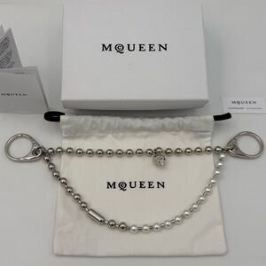 💀Alexander McQUEEN Double Pearl & Skull Chain Palladium Bag Charm (Current $750)